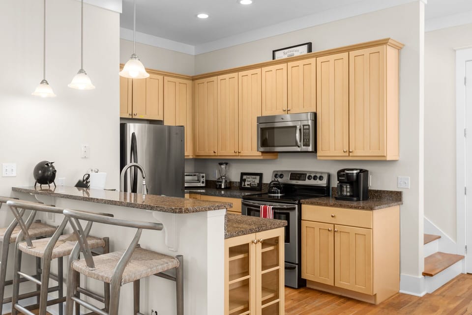Kitchen is well supplied for cooking