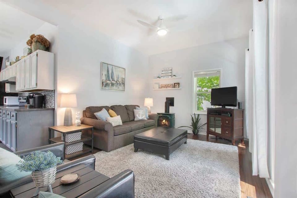 Elevate Family Movie Nights Next to the Warmth of the Wood Burning Fireplace