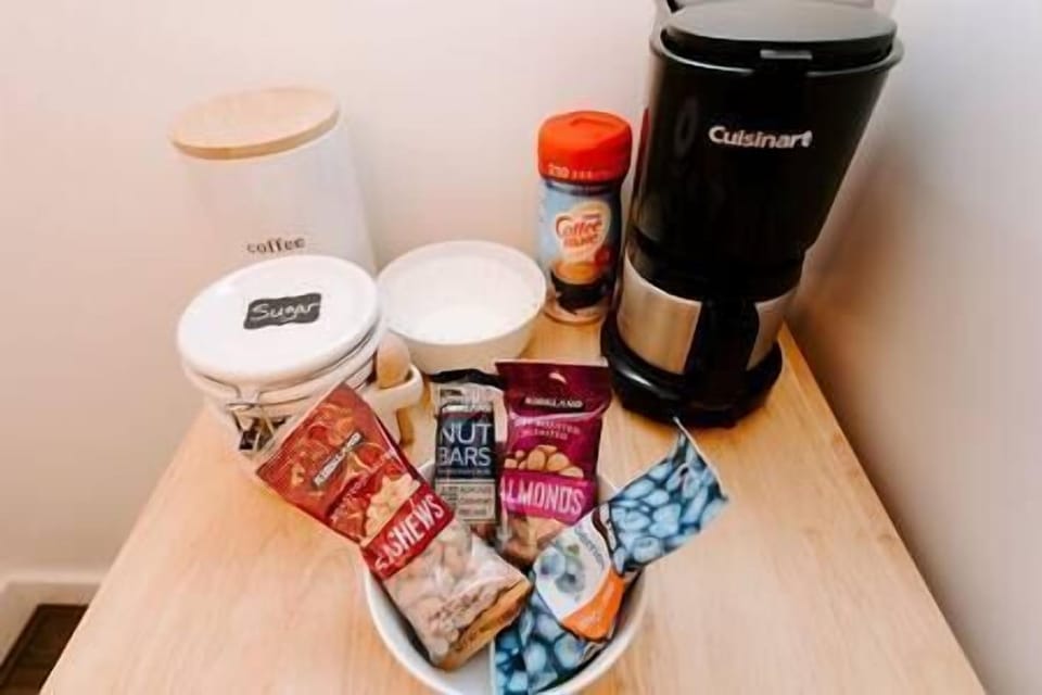 Additional snacks and locally sourced coffee provided.