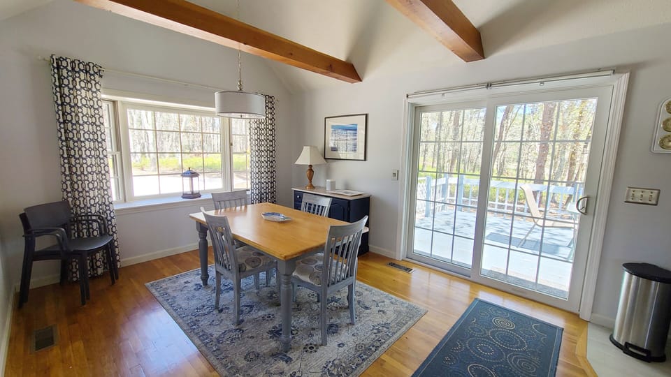 Dining room with slider to back deck