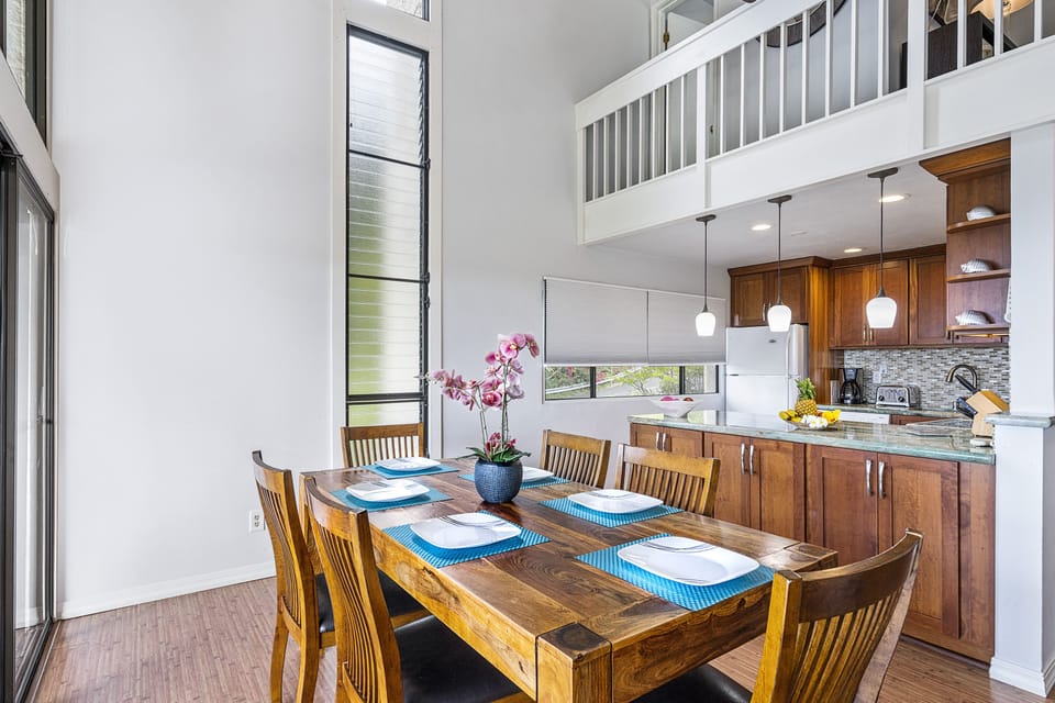 Koa wood dining table for six