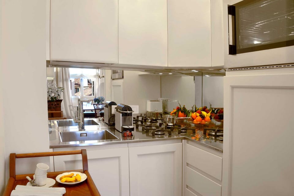 Kitchen is small but fully appointed.
