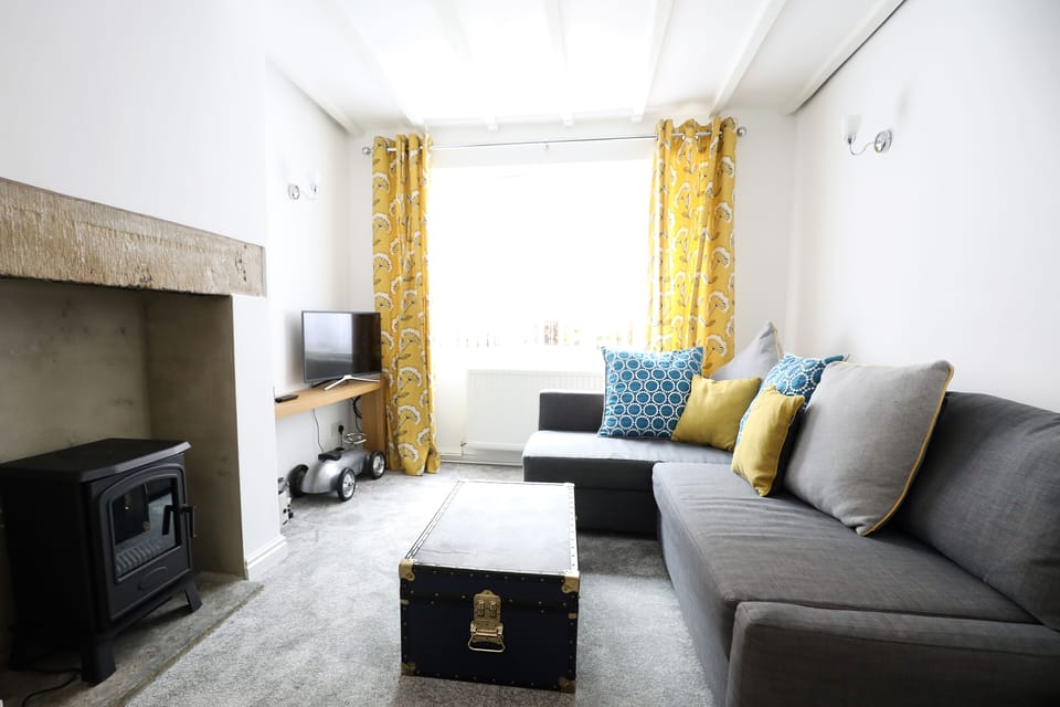 Living room and fireplace