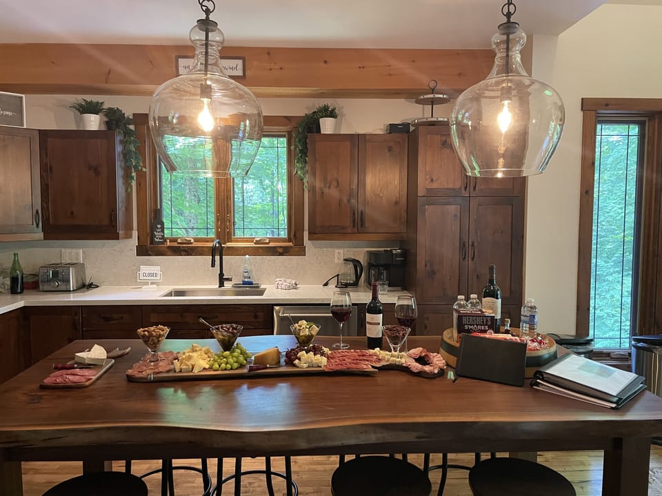 Walnut island table seating for 10