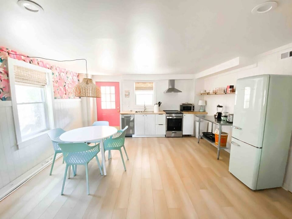 Downstairs “flamingo” kitchen 