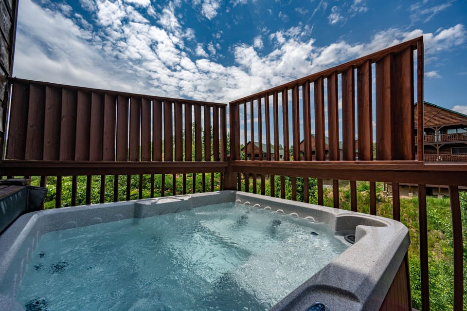 Our outdoor hot tub to help you relax! (Please follow the safety rules)