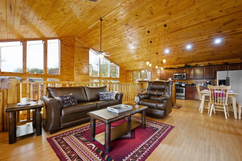 The kitchen, dining, and living area are connected. Great for gathering!