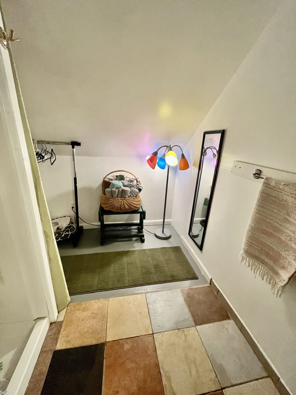 The shower and dressing room. 