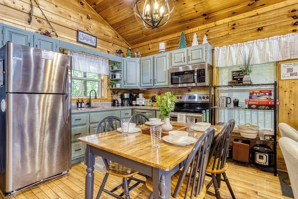 Beautifully updated kitchen with stainless steel appliances. 