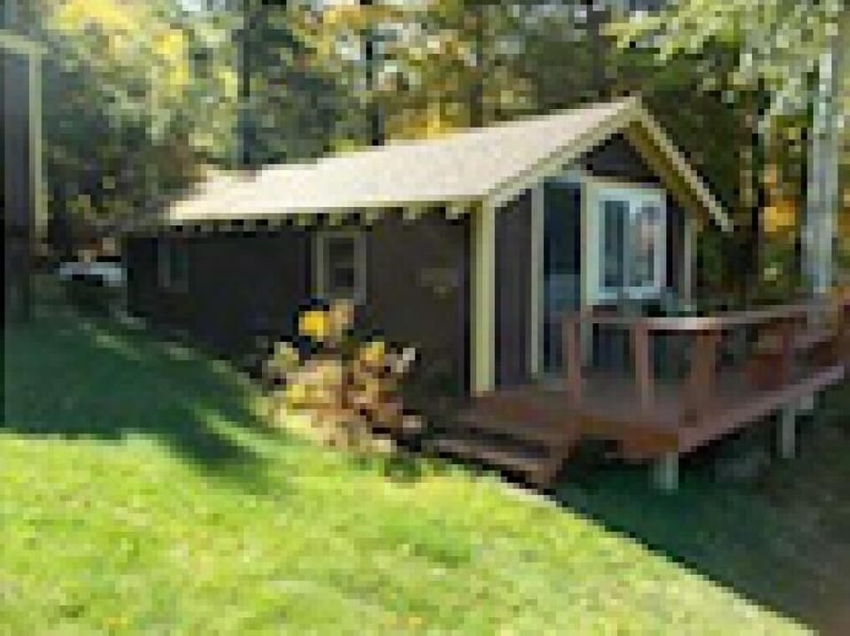 Retreat Cottage entry porch; view from lake