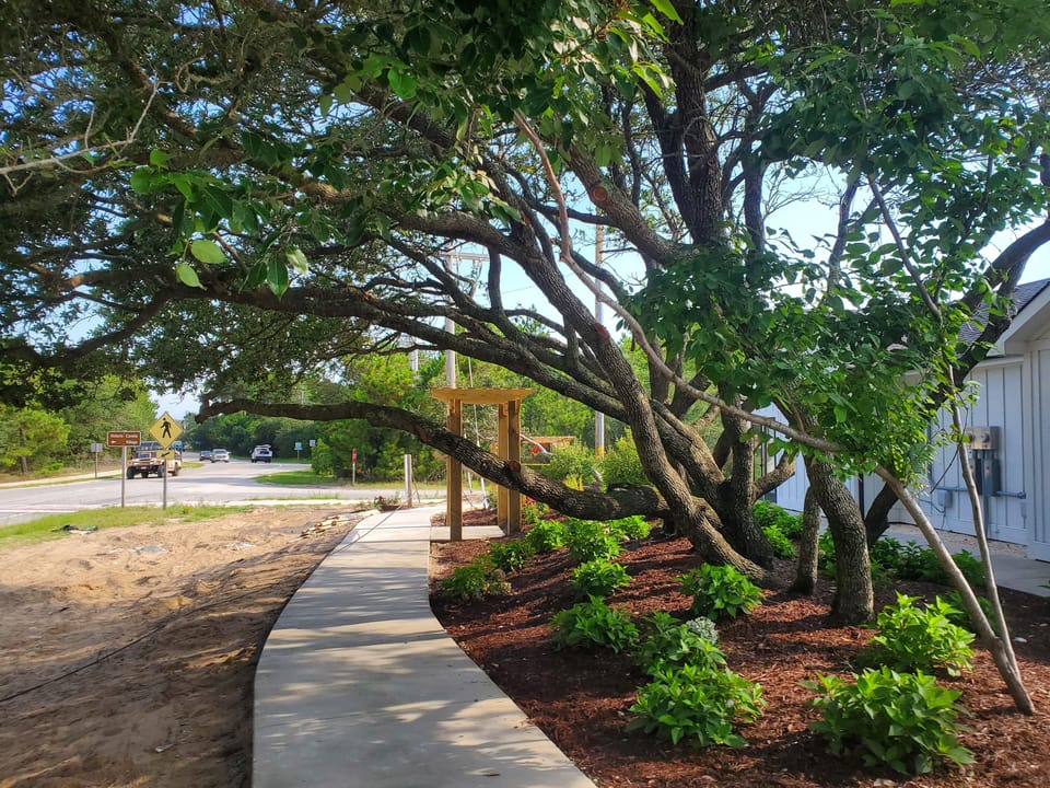 Landscaping just outside the property, along Route 12.