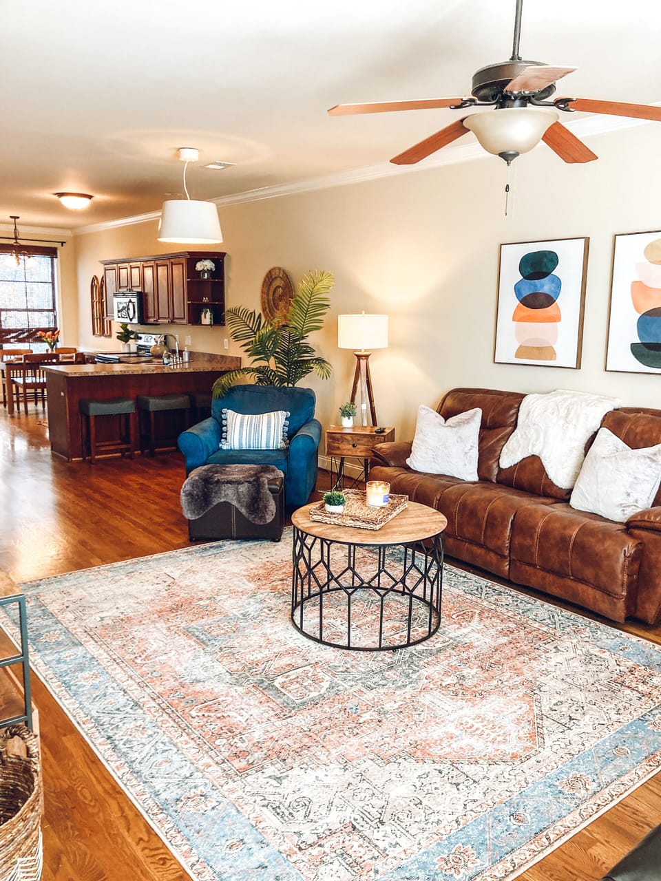 Living area open to spacious kitchen. Theater seating