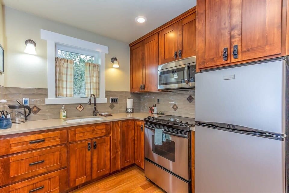 Fully stocked kitchen to cook from home or prepare any left overs.