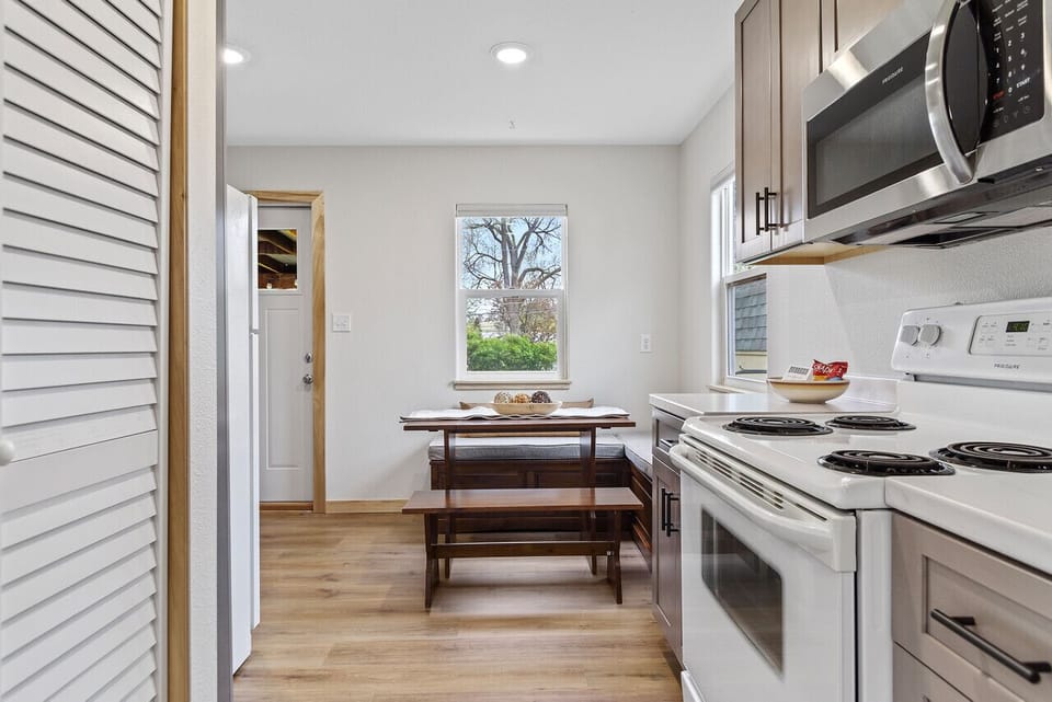 Whip up delicious meals effortlessly in our fully equipped kitchen, complete with a stove and microwave, catering to all your culinary needs with ease.