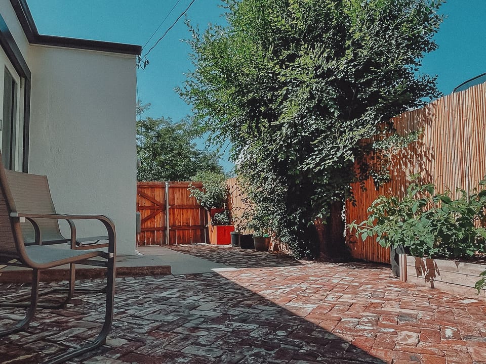 Enjoy the custom brick patio