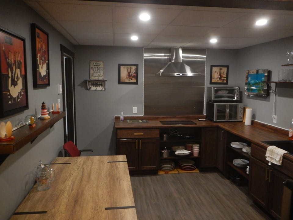 Spacious kitchen area.