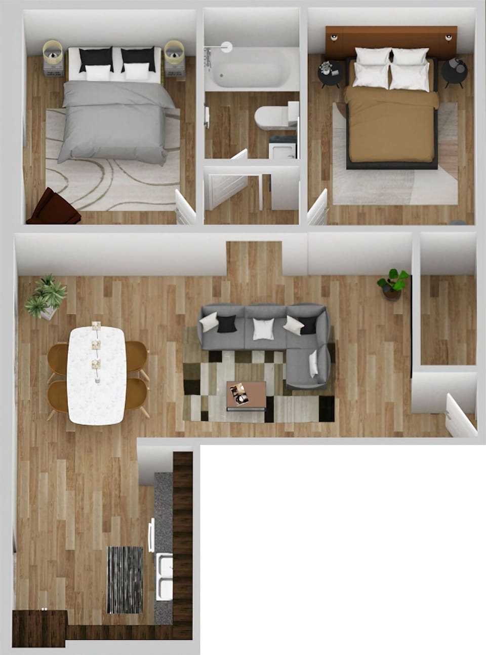 Actual image of newly remodeled floor plan.