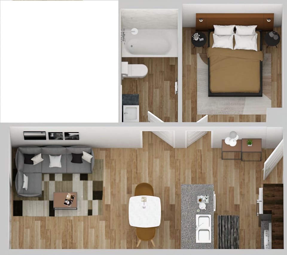 Actual image of newly remodeled floor plan.