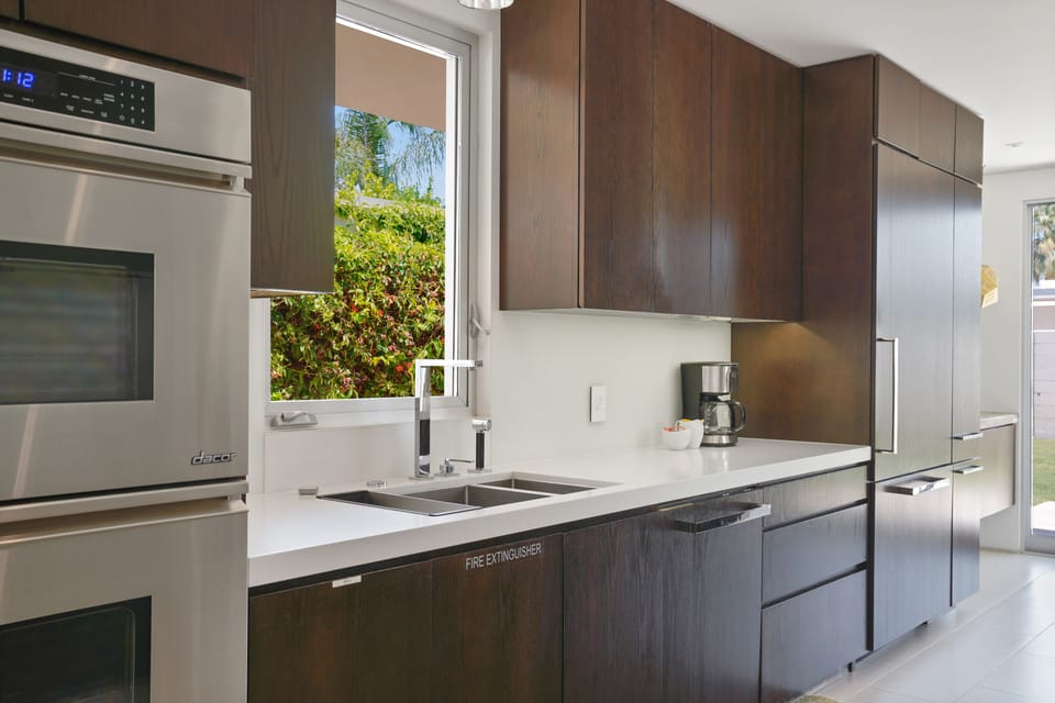 Fully equipped gourmet kitchen with professional grade appliances