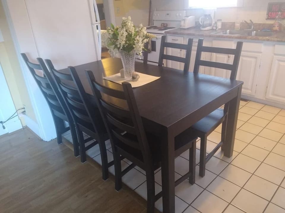 Kitchen table seats up to 8 guests