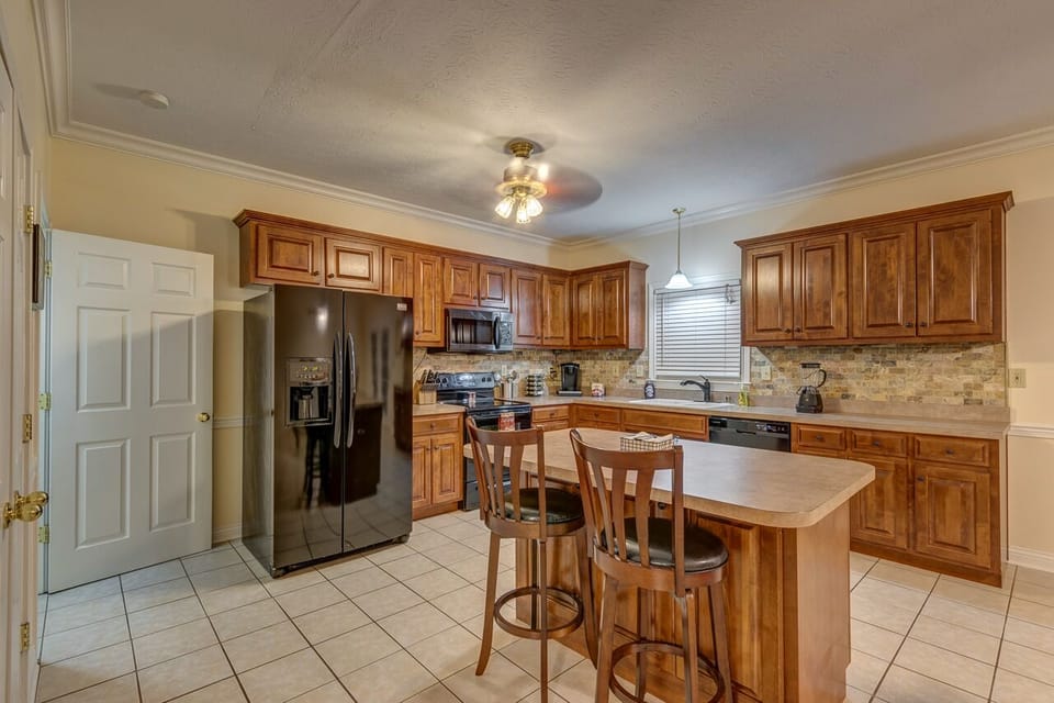 Enjoy the large, fully equipped kitchen.