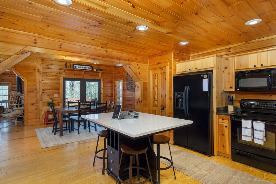 Kitchen and dining area off the living room