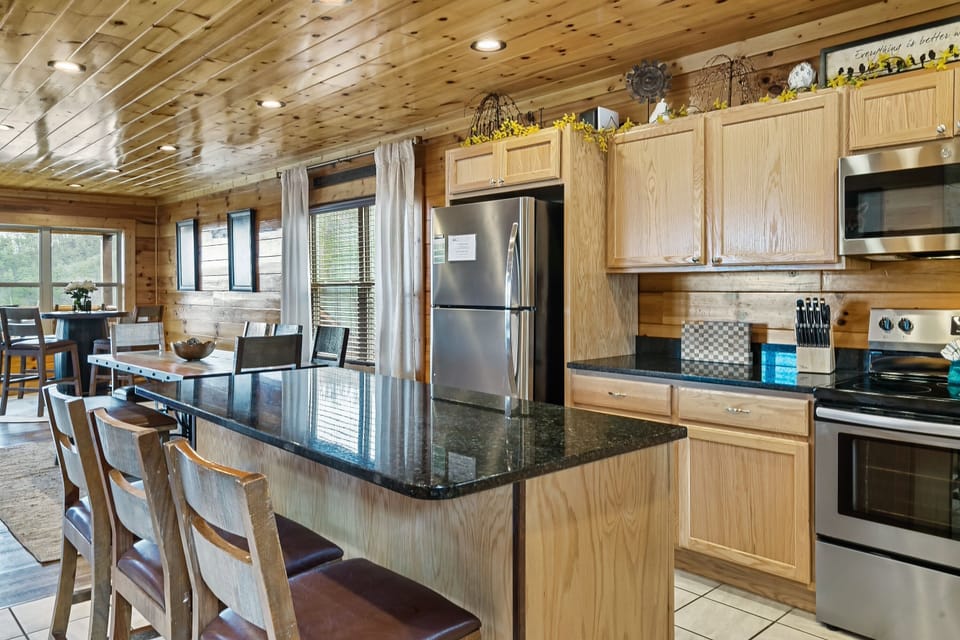 The open concept allows chefs to be part of the action during meal prep.