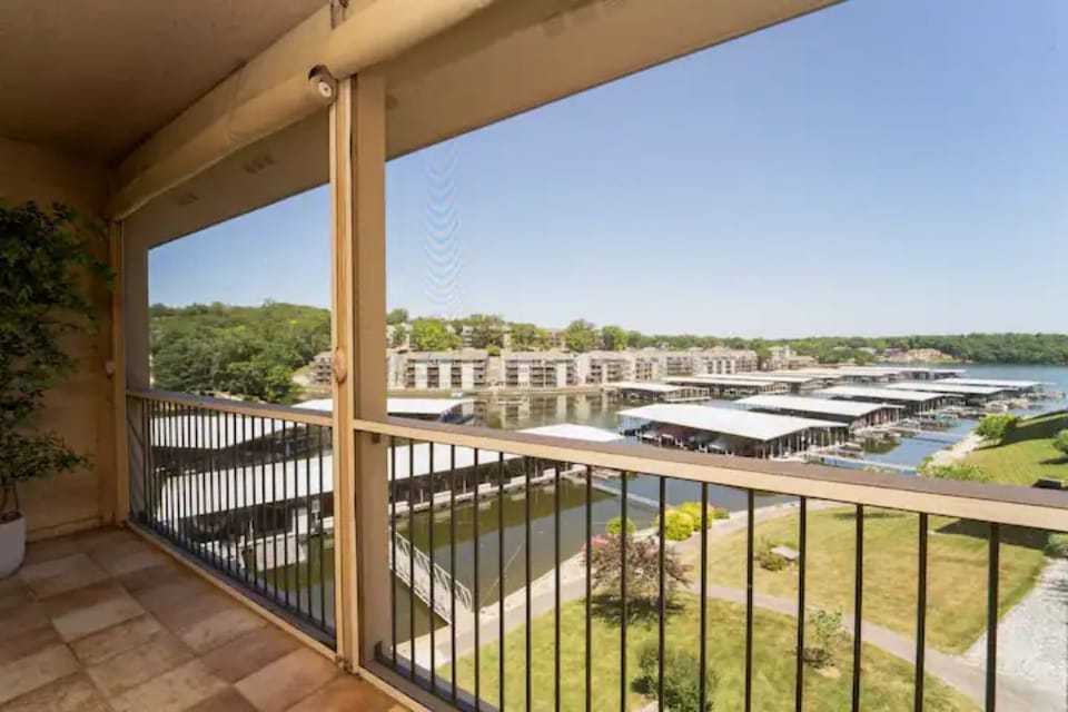 Another view of the screened in deck and water