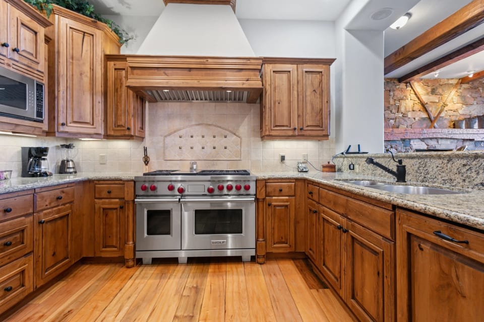 Indoors, Kitchen, Hardwood, Stained Wood, Microwave