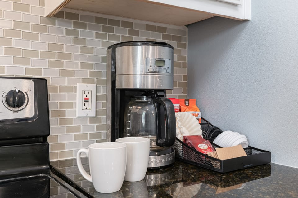 Enjoy complimentary coffee and tea, perfect for a relaxing start