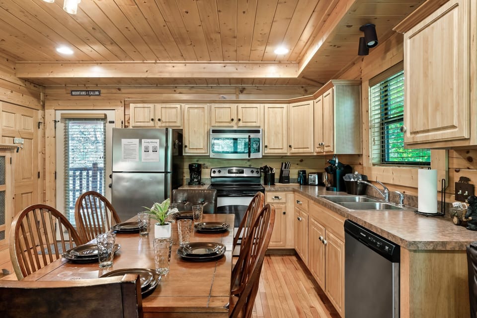 Cook delicious meals in the well stocked kitchen