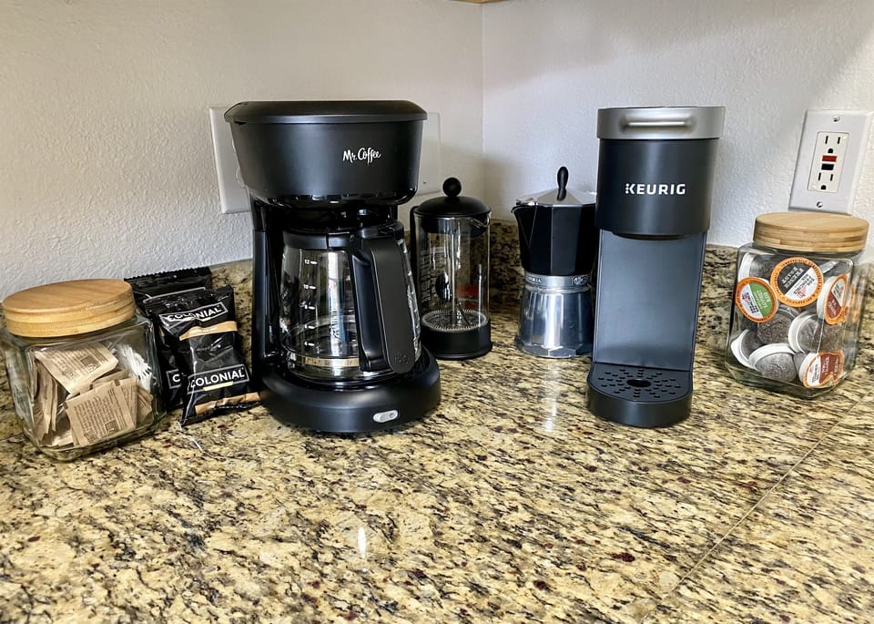 Coffee your way! Whether you like your own cup of Keurig coffee, French press, Latin style, or good old fashion classic drip coffee, we’ve got you covered!
