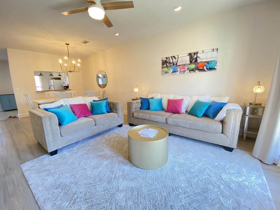 The living room and dining room are open to allow for everyone to gather comfortably. 