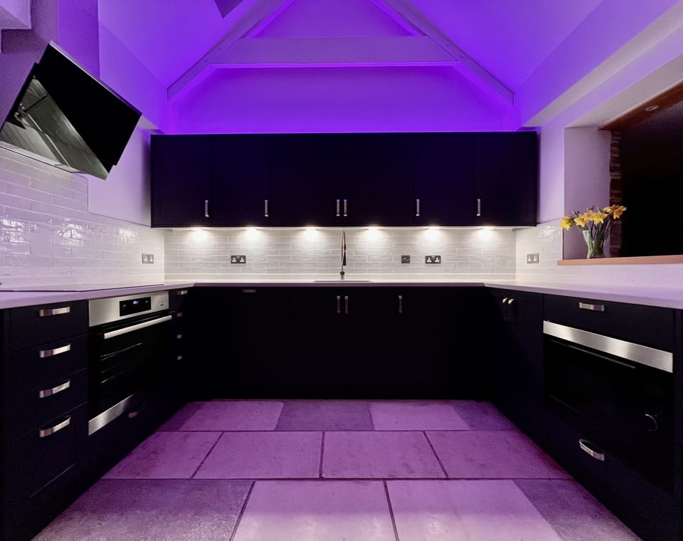 Kitchen with LED lights on