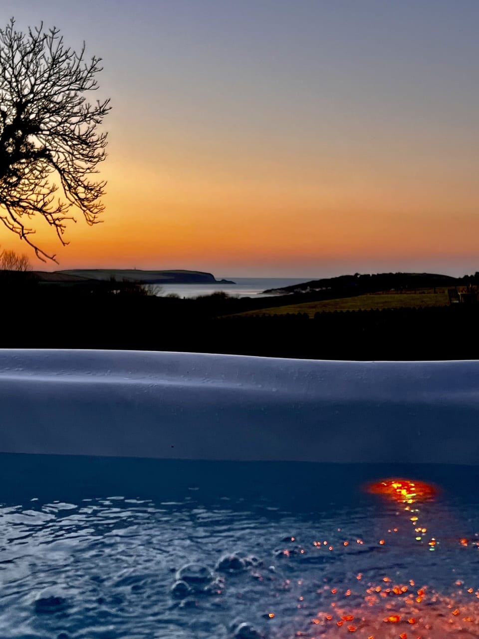 View of the ocean from the hot tub.