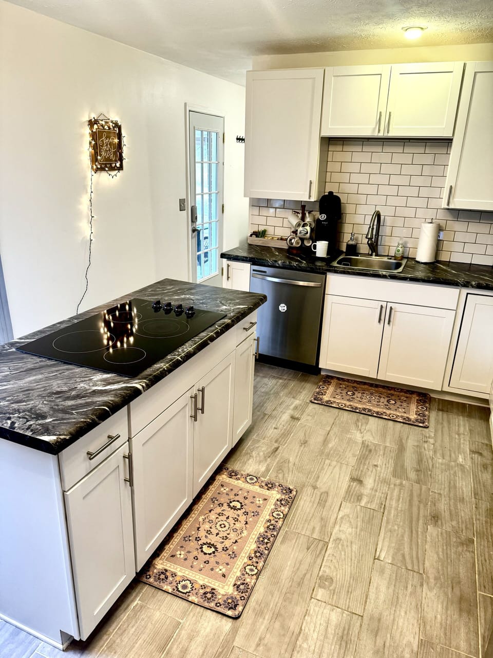 Kitchen fully stocked with everything you need to make a nice meal.