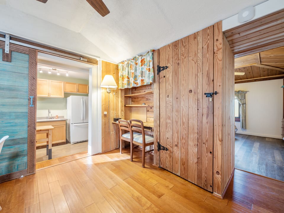 Office nook with a bedroom to the right and in-law suite to the left