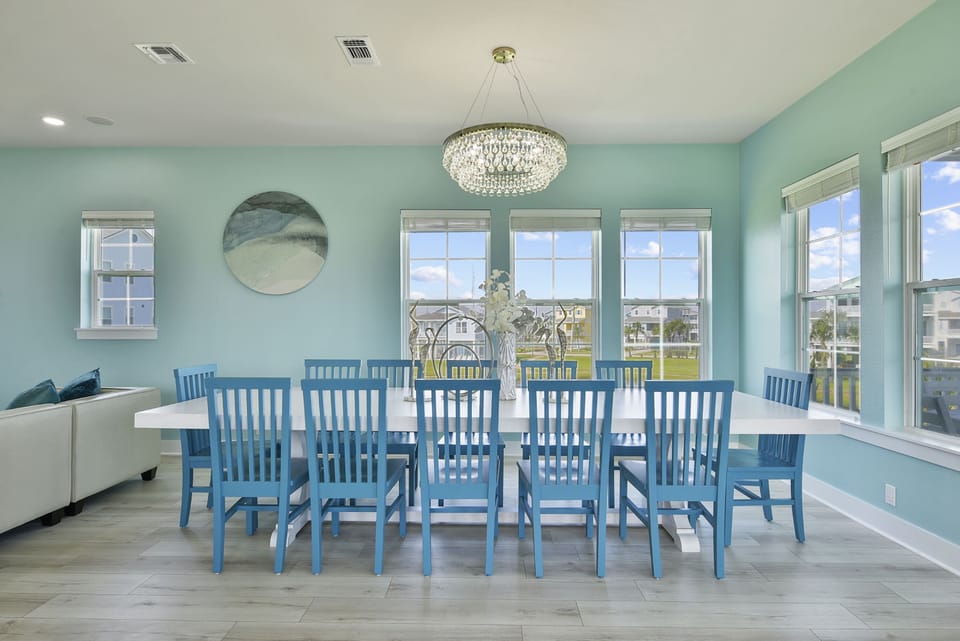 Kitchen table seats 12.