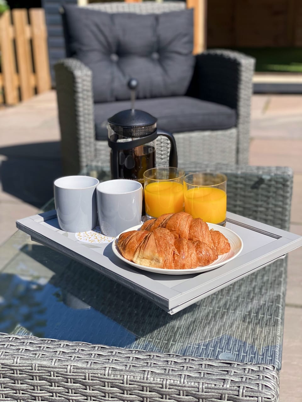 Breakfast outside the summerhouse