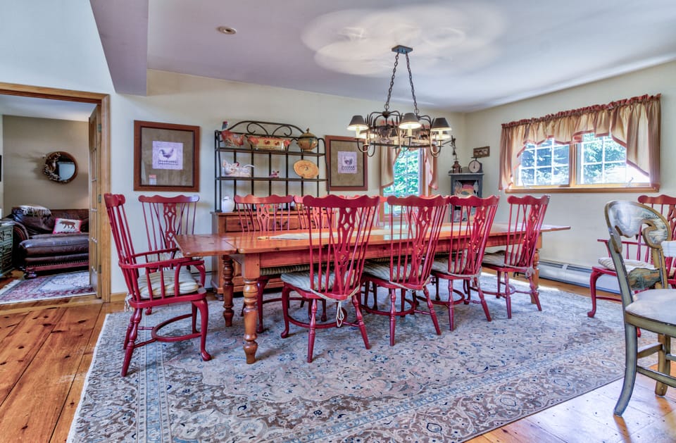 Dining room table seats up to 14.