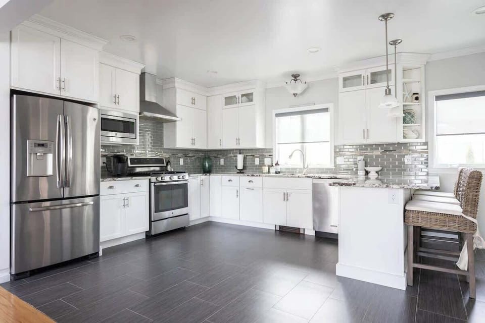 recently renovated open kitchen center of the home