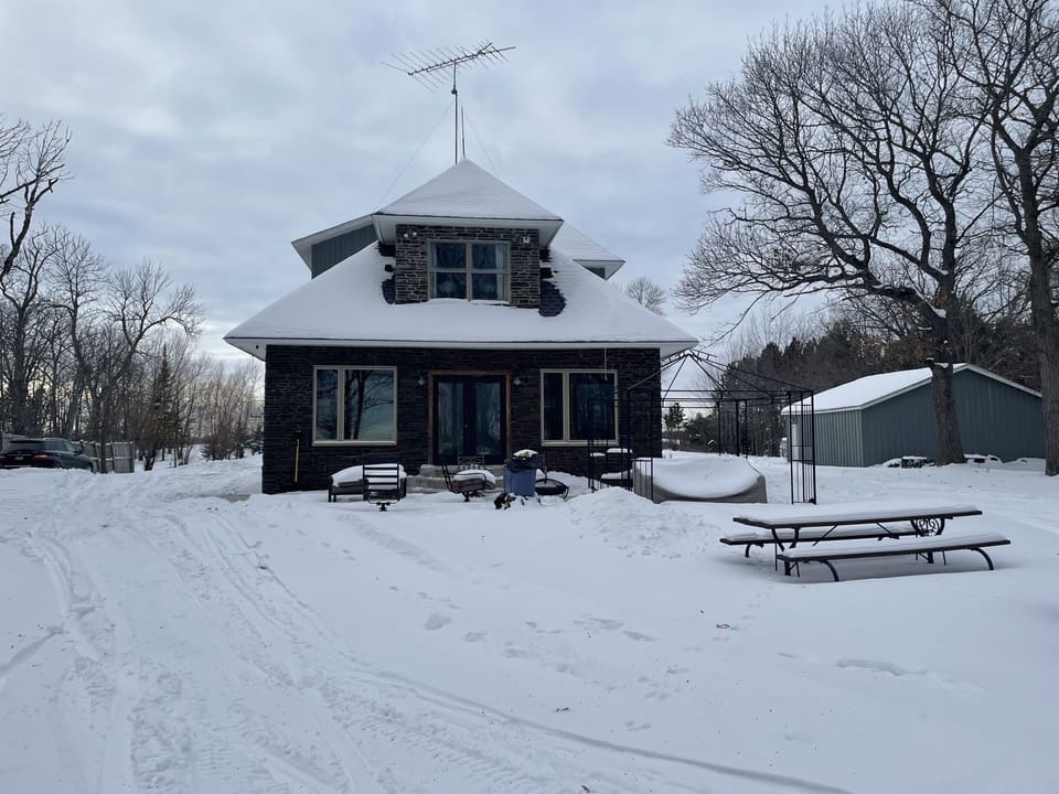 View of the east side of the house. It faces the Oak lake. 