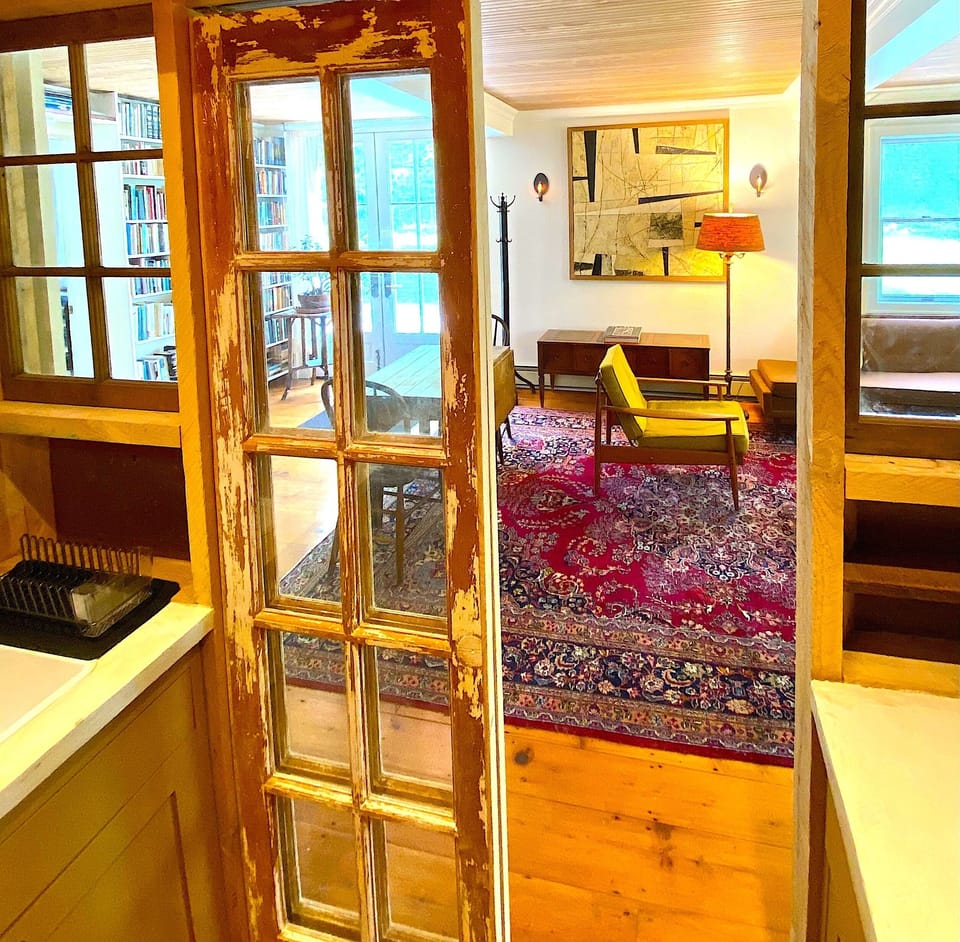 Art and books add to the ambiance.