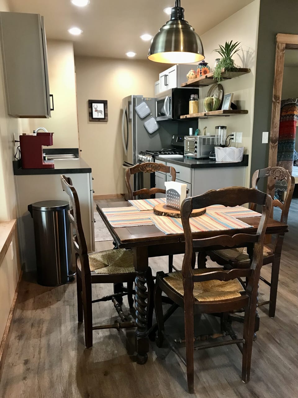 Dining area looking into kitchen 