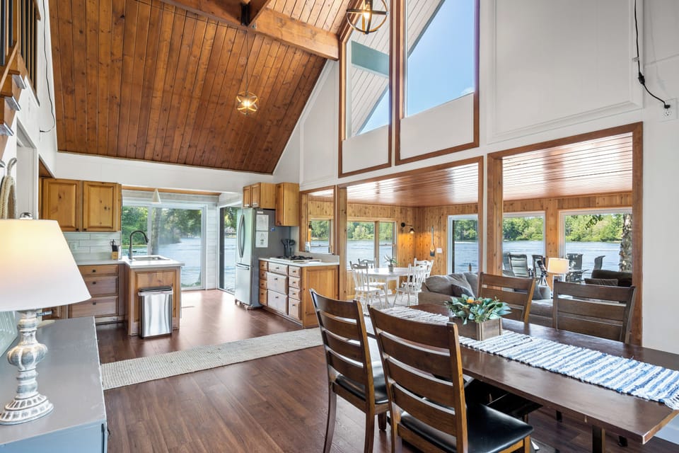 Kitchen, dining and living area
