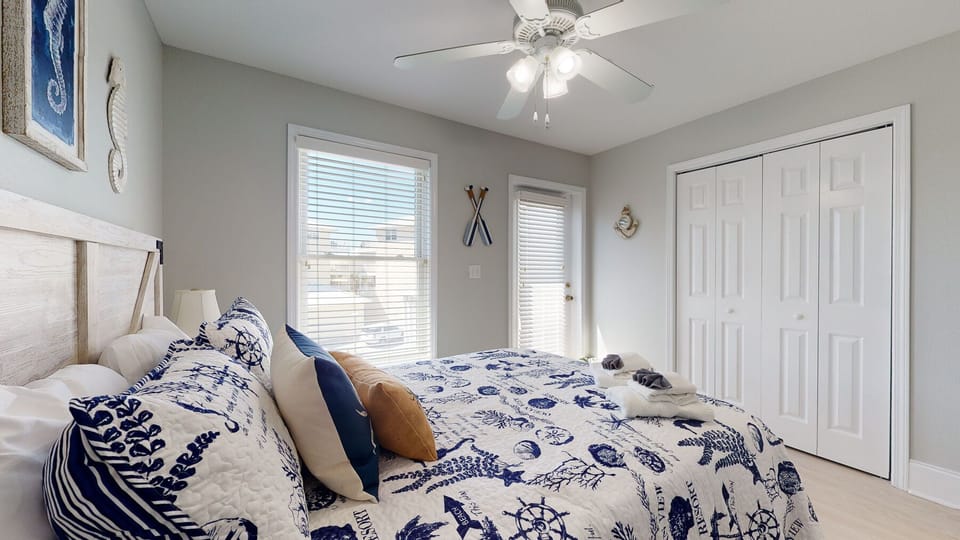 Bedroom #3, queen with private balcony & attached bath