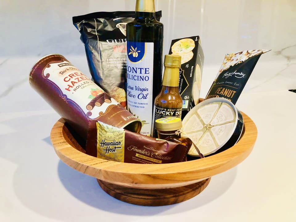 Complimentary goodies for you!  Snacks inspired from around the world.