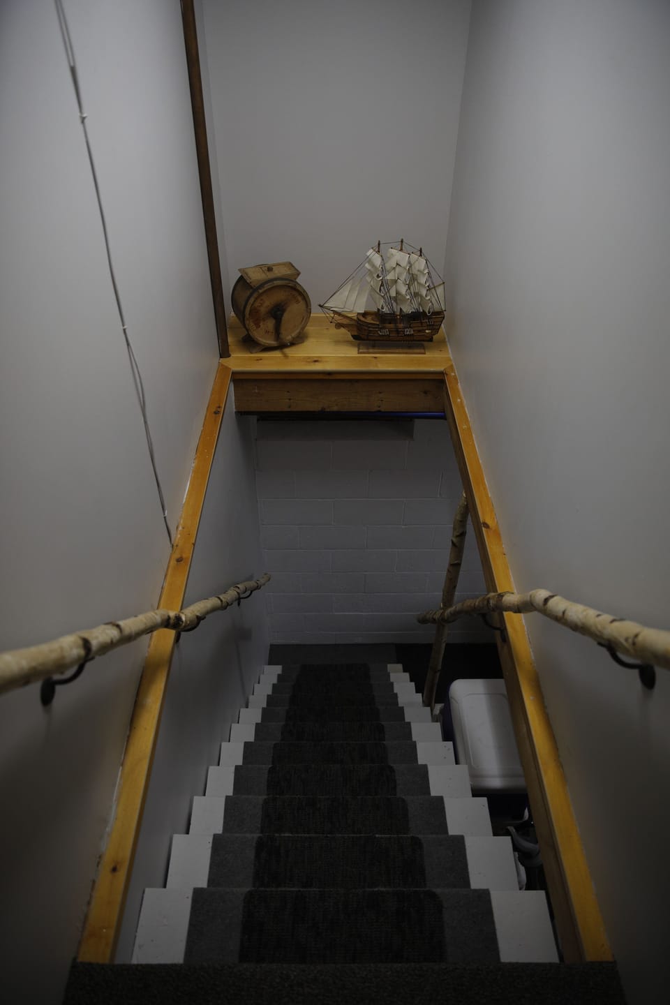 Staircase down to basement living space