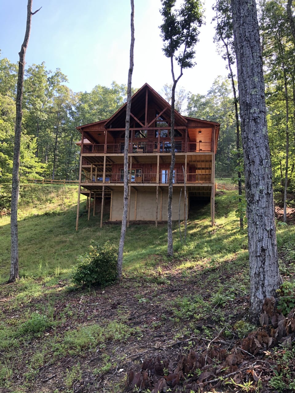 View of rear exterior from down the mountain