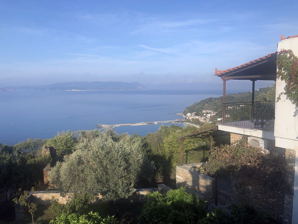 Panoramic View of Port Loutraki, and Skiathos. 